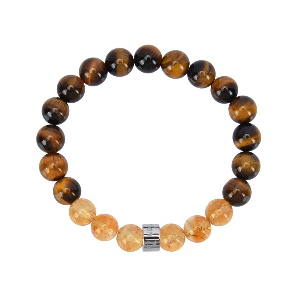 Bracelet «Abondance et Prospérité» en Œil de tigre d’Afrique du Sud et Citrine du Brésil