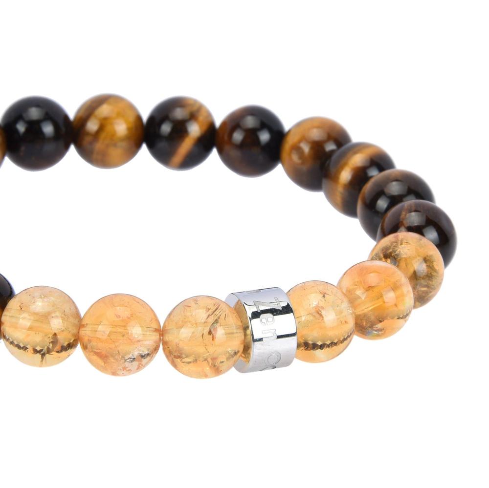 Bracelet «Abondance et Prospérité» en Œil de tigre d’Afrique du Sud et Citrine du Brésil