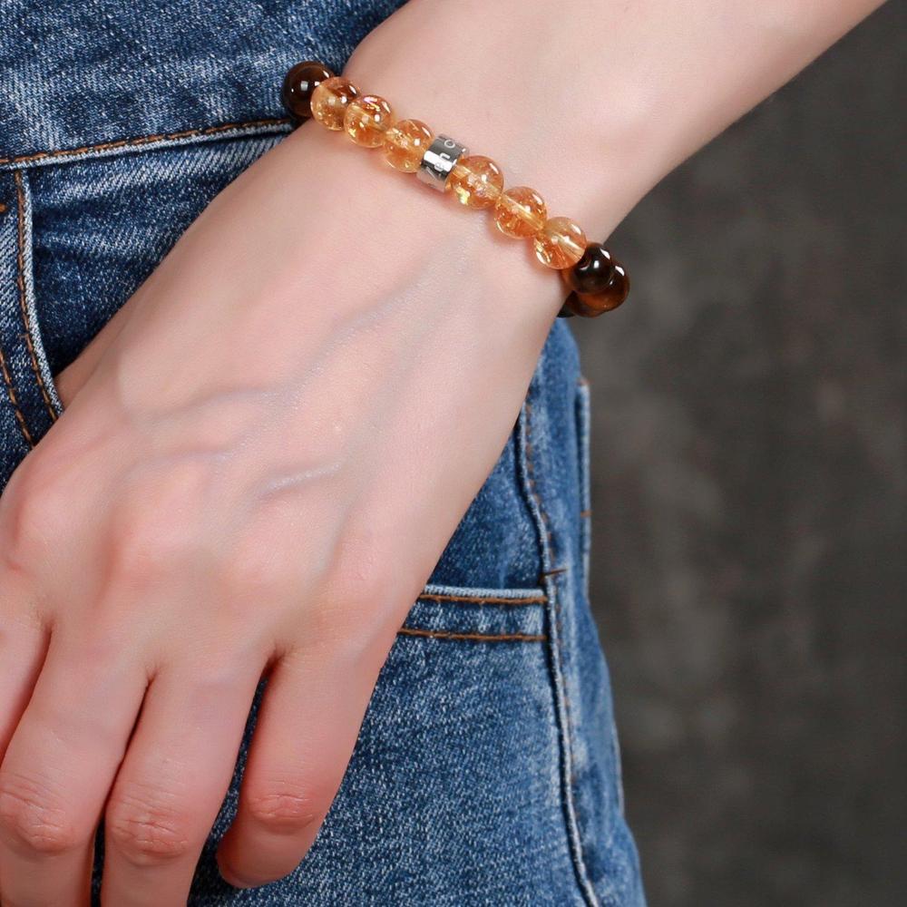 Bracelet «Abondance et Prospérité» en Œil de tigre d’Afrique du Sud et Citrine du Brésil
