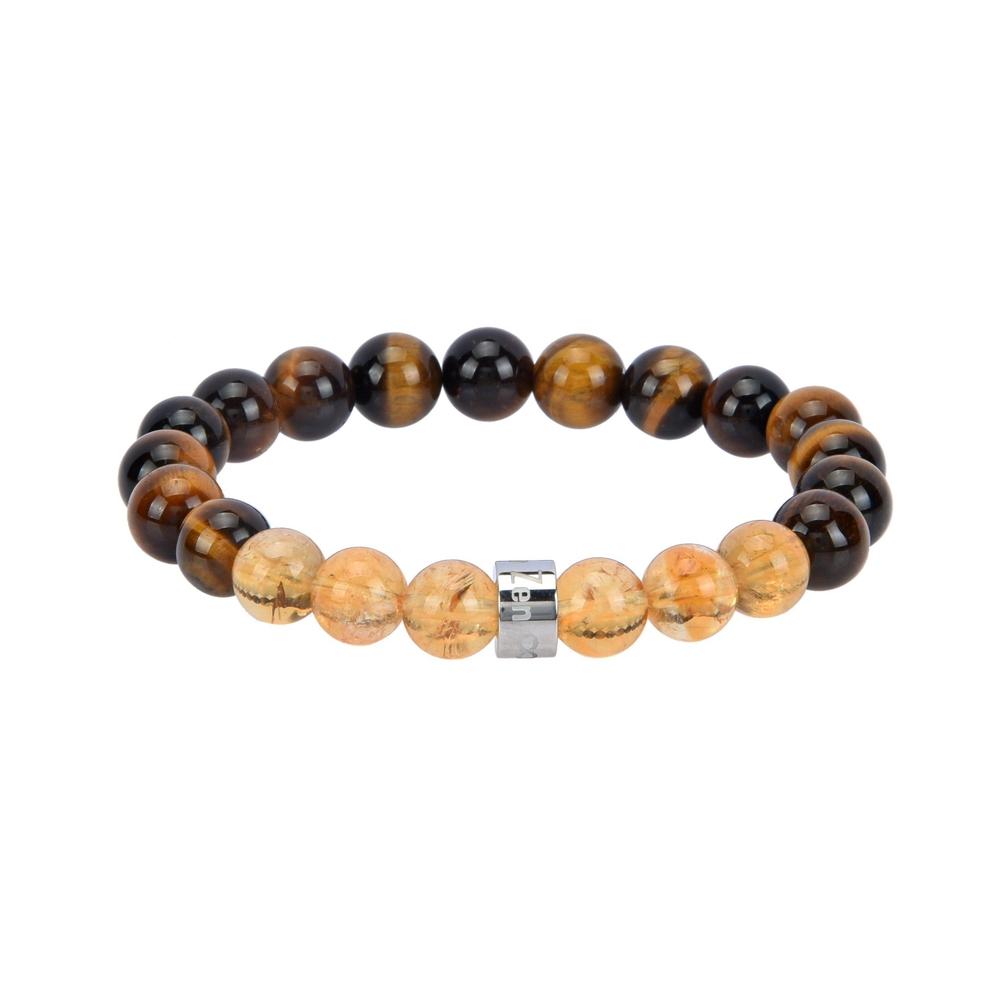 Bracelet «Abondance et Prospérité» en Œil de tigre d’Afrique du Sud et Citrine du Brésil